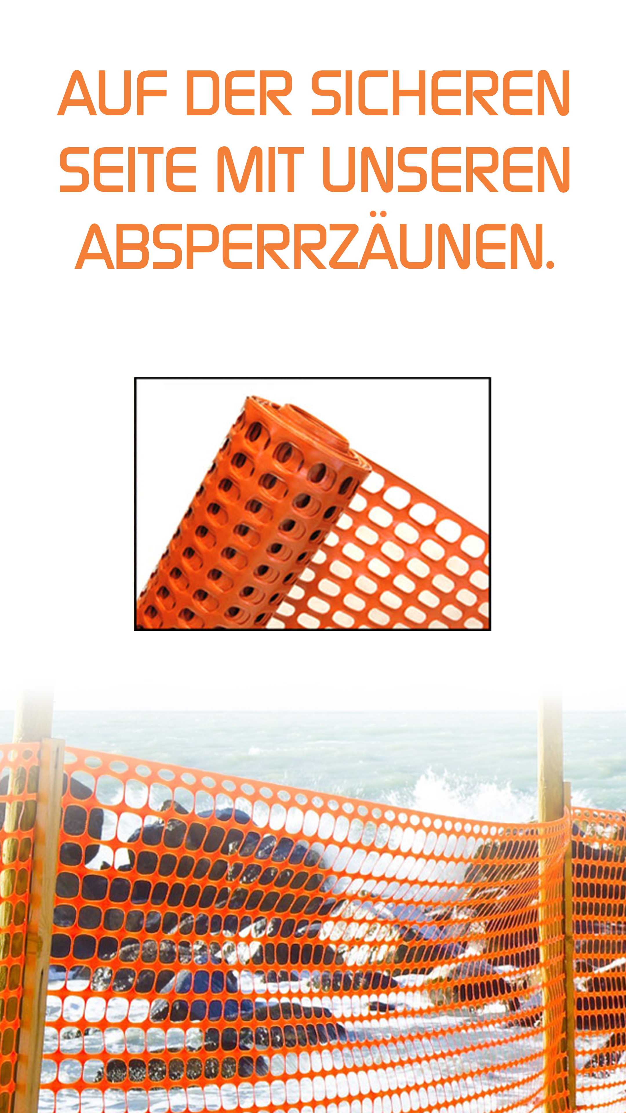 orangener Absperrzaun am Strand
